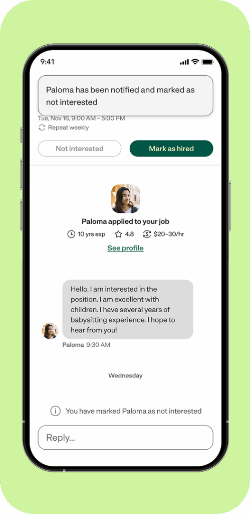 Not interested notification