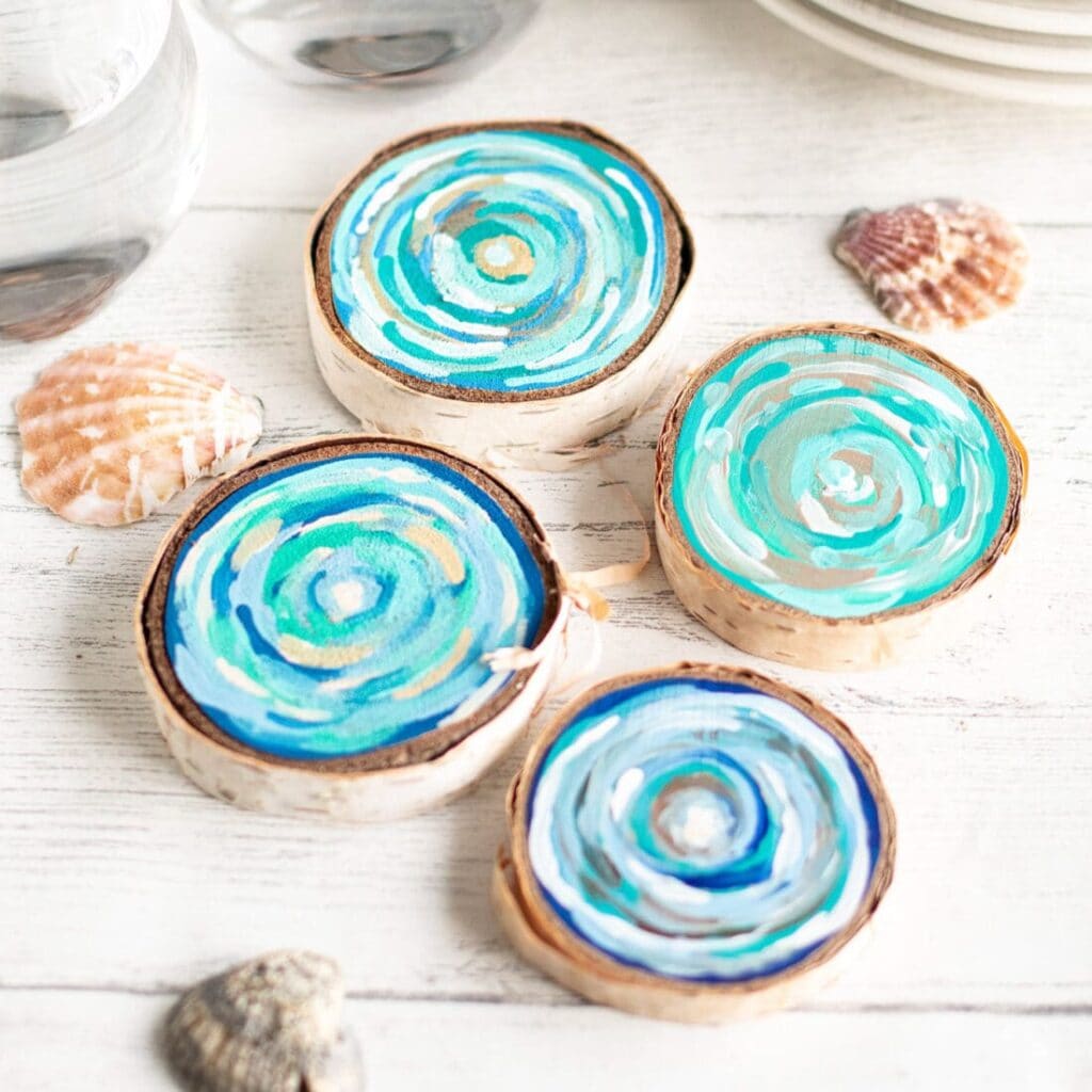 These DIY coastal wood slice coasters make a lovely Teacher Appreciation Gift