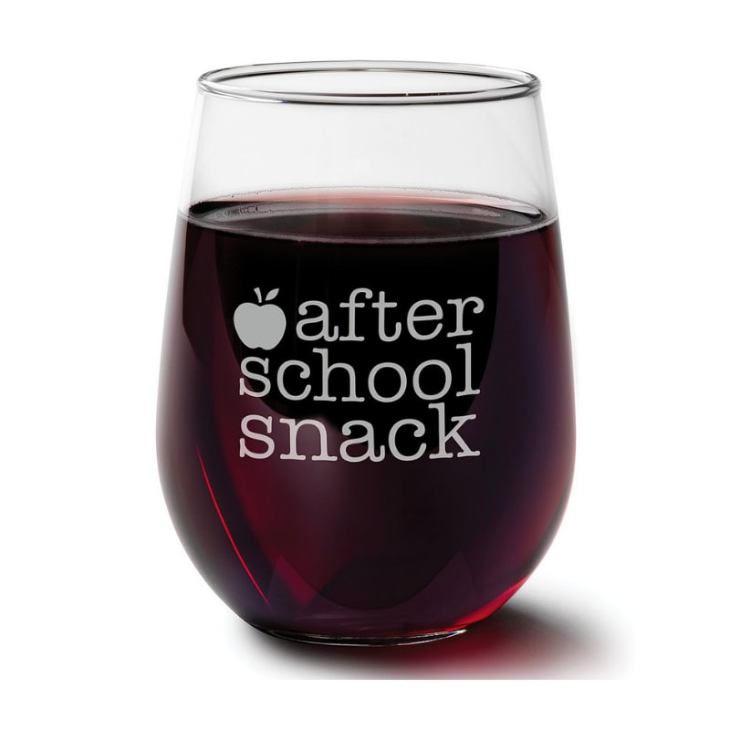 After School Snack Stemless Wine Glass gift for teacher