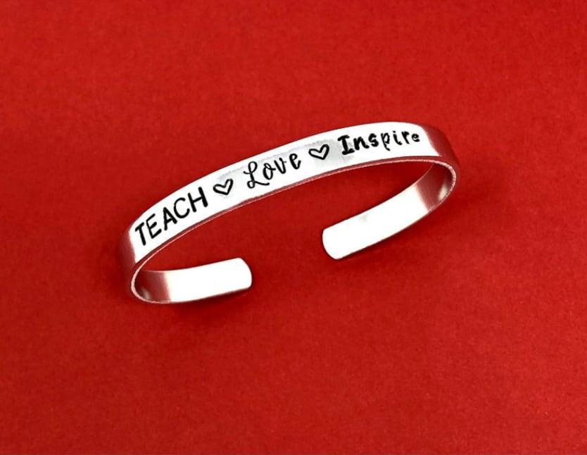 Teach Love Inspire Hand Stamped Bracelet