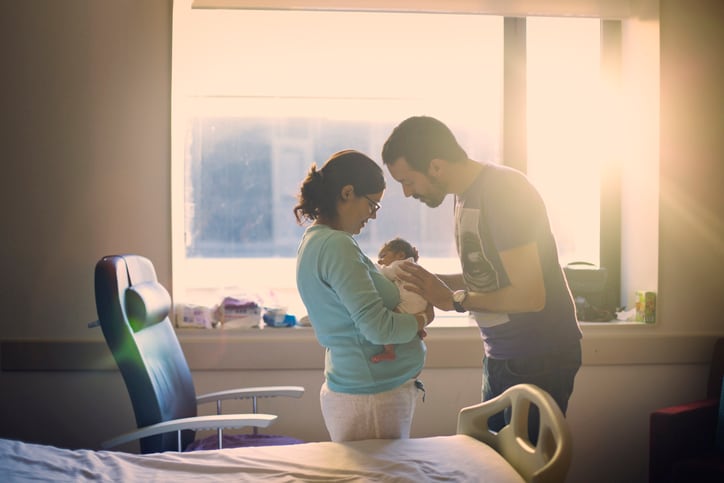 Parents with newborn at hospital