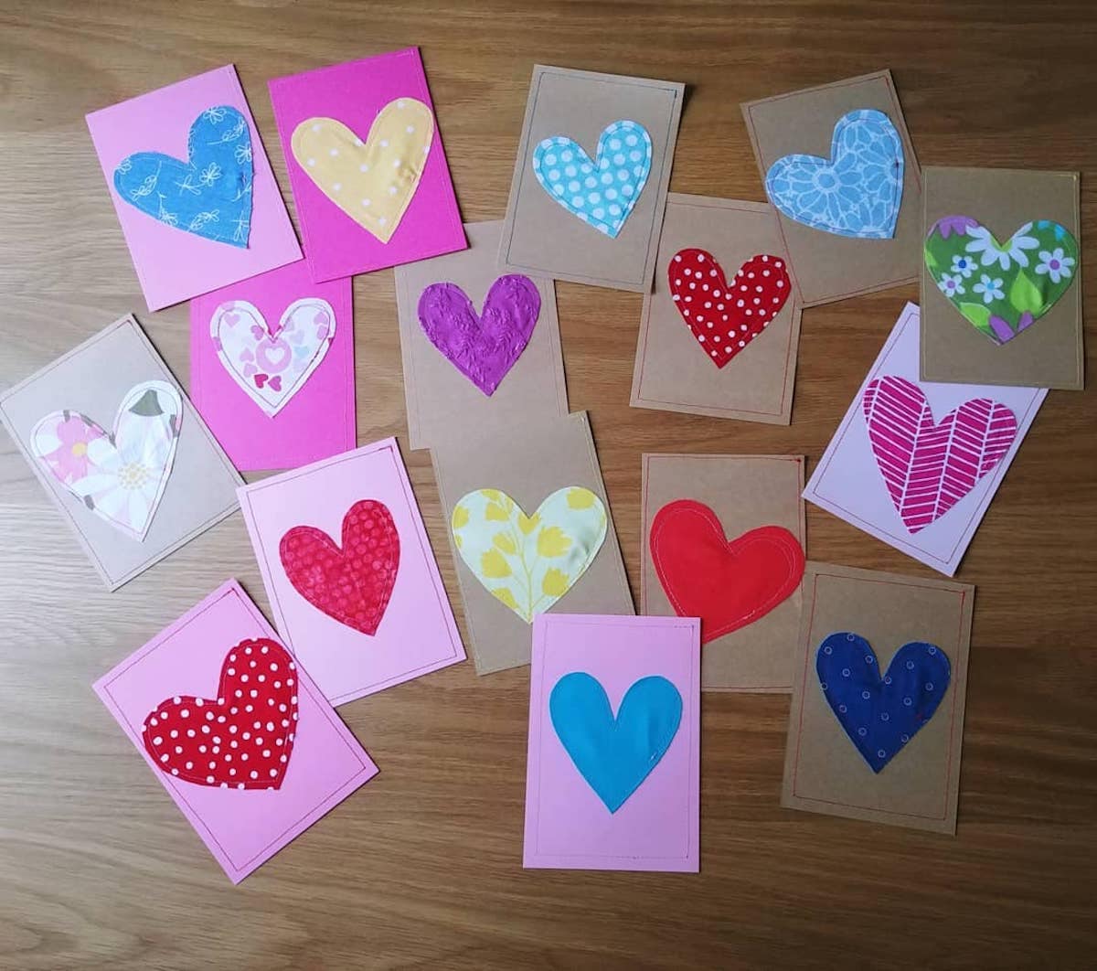 fabric heart cards