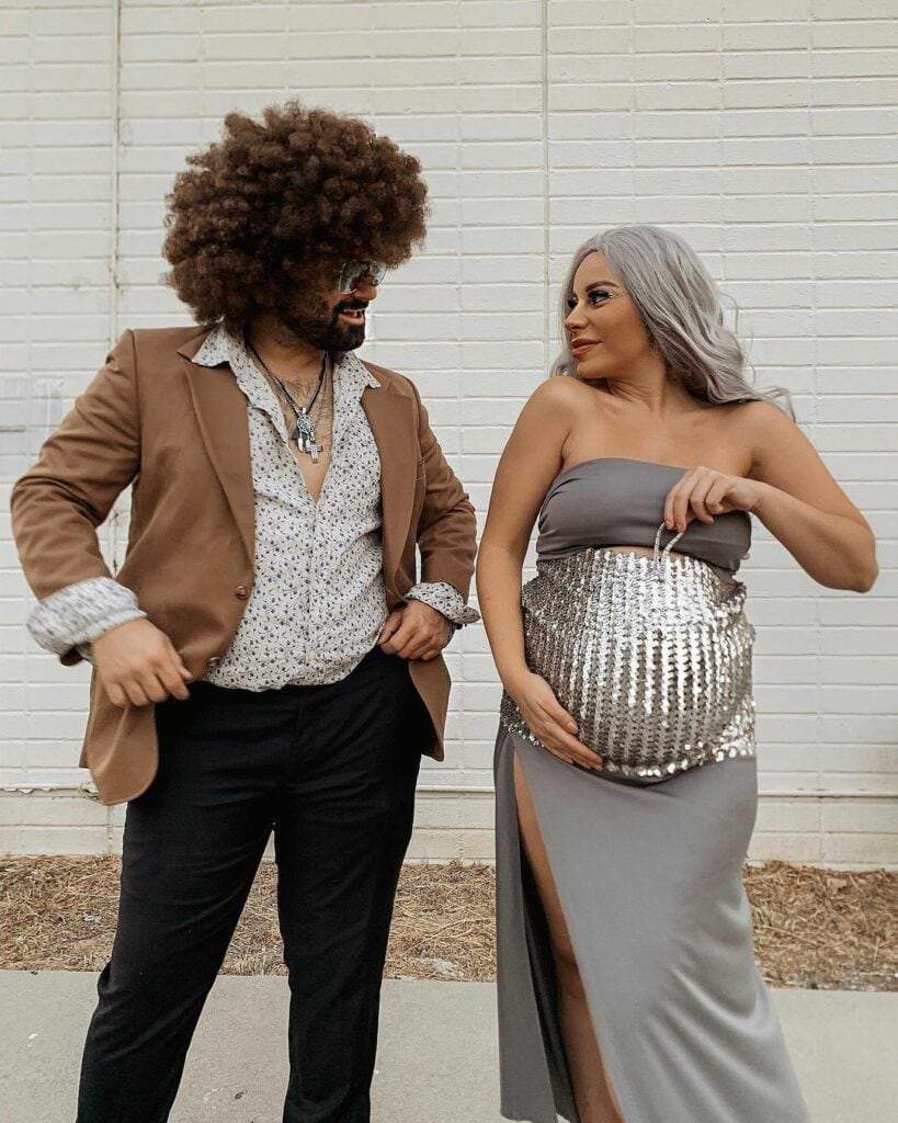 This disco ball bump makes the perfect pregnancy Halloween costume