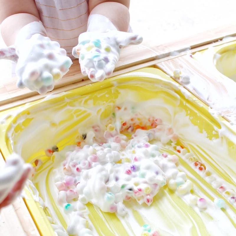 water beads and shaving cream activity