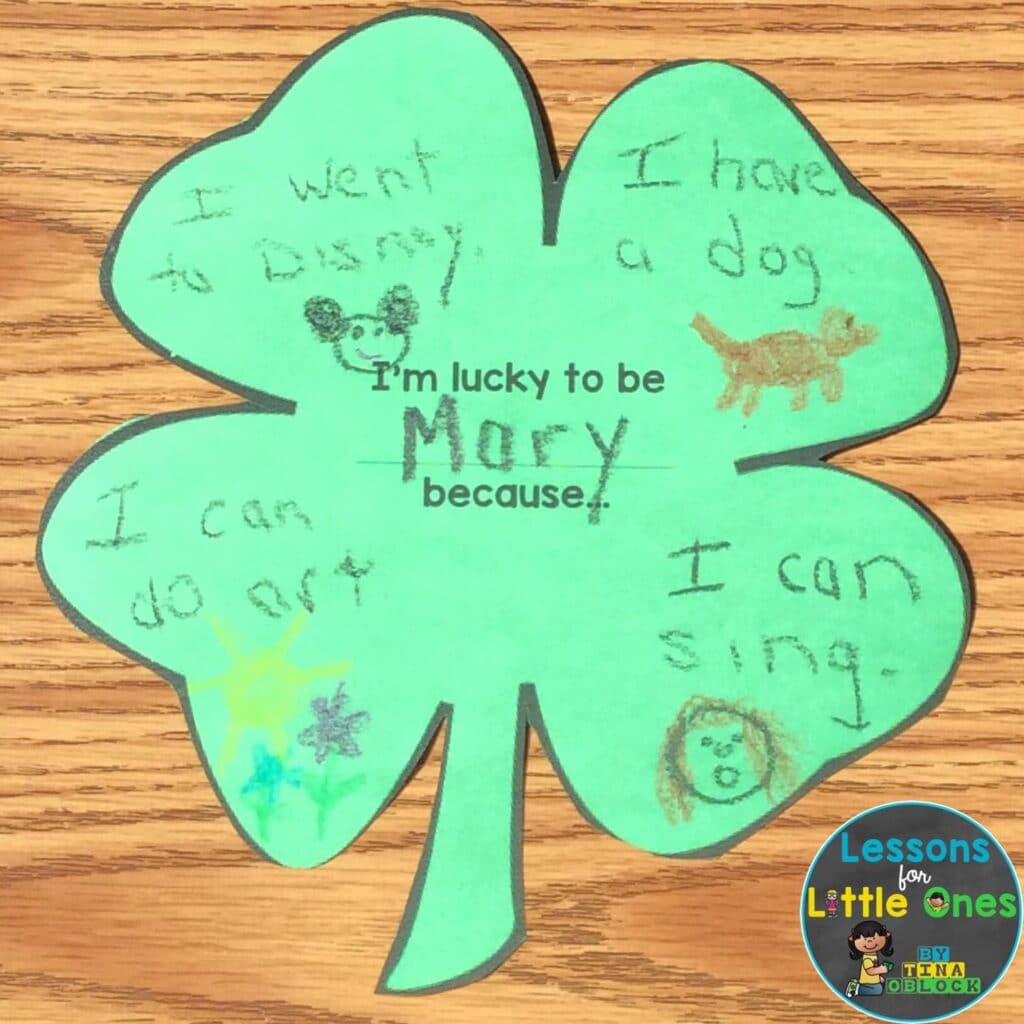 St. Patrick's Day four leaf clover craftivity for kids