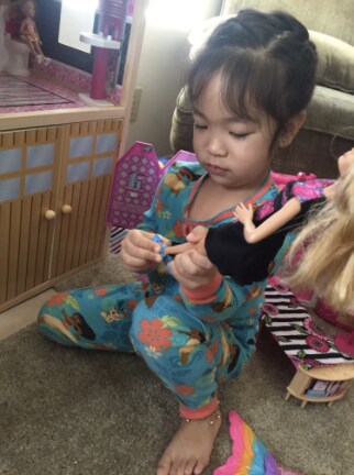 4-Year-Old Makes Sure Her Barbies Stick to Tradition