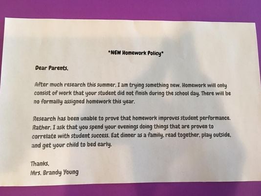 Teacher Sets a No-Homework Policy That Every Parent Can Get Behind