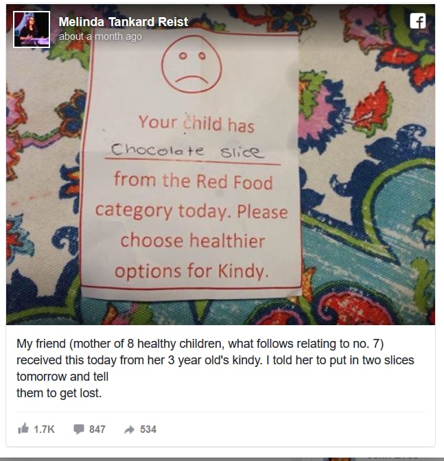 Mom Shamed With Note From Teacher Over Chocolate Cake in Child’s Lunch