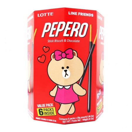 Pepero Original Multi Pack Line Friends Stick Biscuit and Chocolate