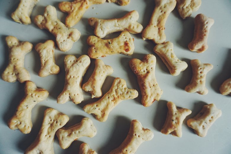 Homemade cheesy bone dog treats