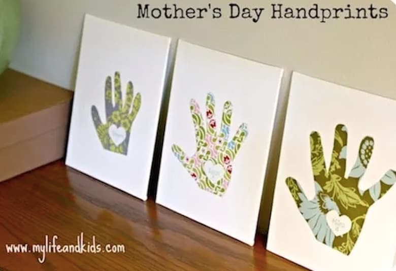 This DIY kids handprint art is a Mother’s Day gift that kids can make