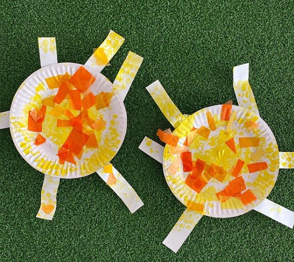 These paper plate suns make a fun summer craft activity for kids