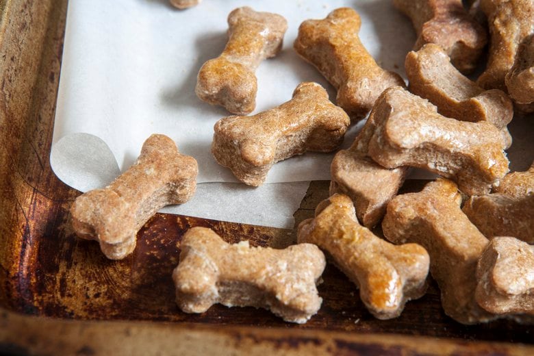 Homemade peanut butter dog treats with honey