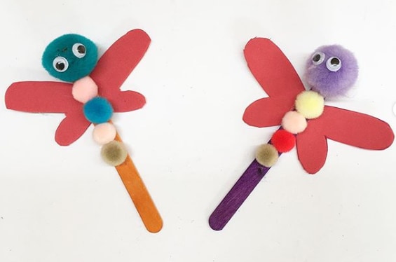 These pompom dragonflies make a fun summer craft activity for kids