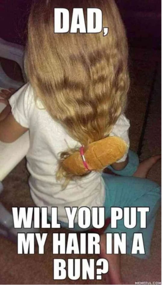 Dad Meme: Dad, will you put my hair in a bun?