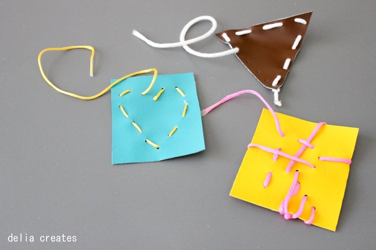 These vinyl lacing cards make a fun summer craft and activity for kids.