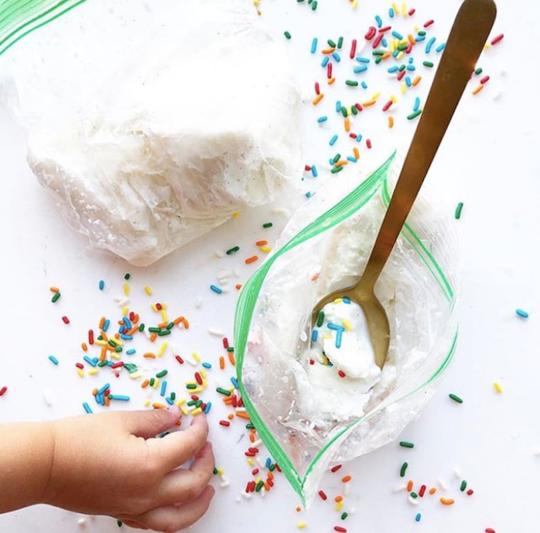 Making ice cream in a bag is a fun after-school activity for kids