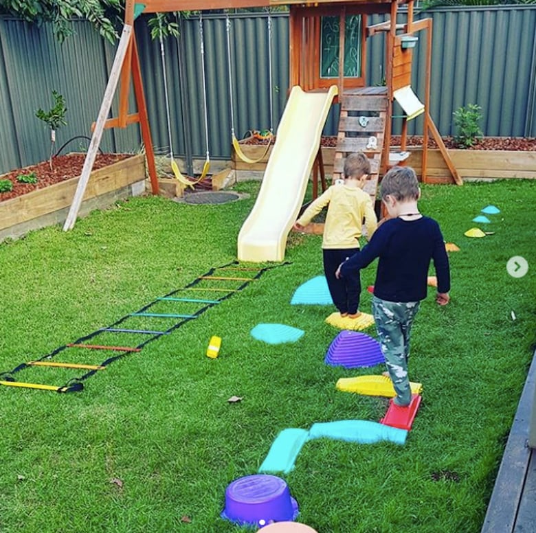 Create an obstacle course in the backyard for a fun after-school activity for kids