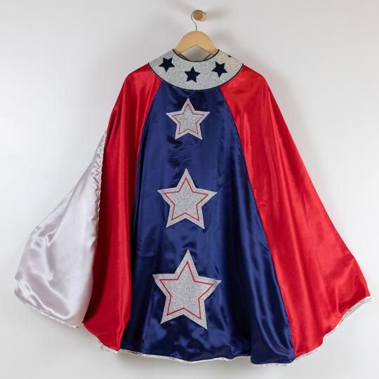 Kids will love wearing a patriotic superhero cape this Fourth of July