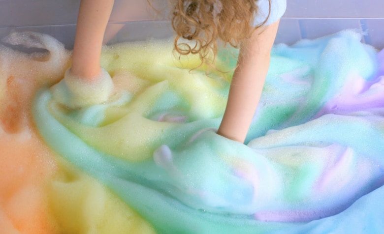 Making rainbow foam is a fun after-school activity for kids