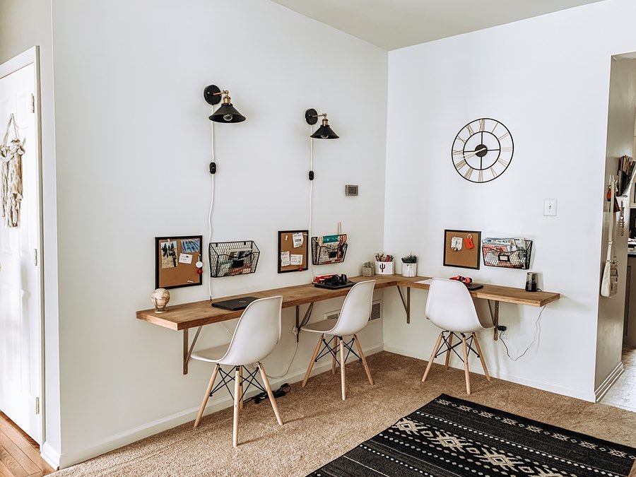 kids wall mounted homework station in living room