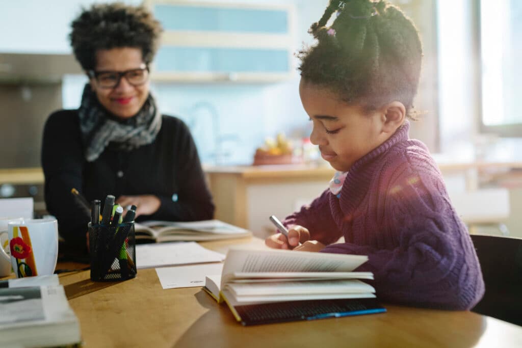 kitchen table homework station for kids