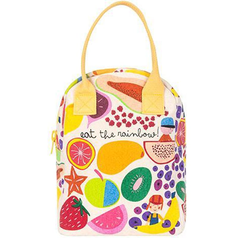 fluf organic cotton eat the rainbow zipper lunch bag