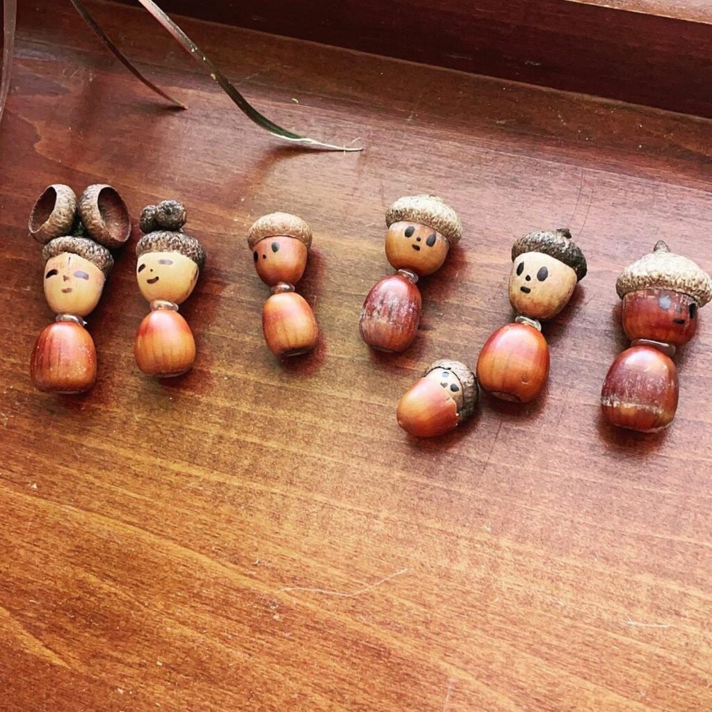 Making acorn people is a fun fall activity for kids