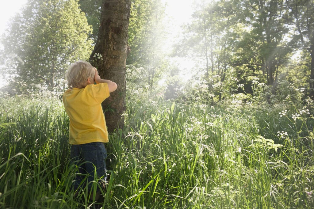 Playing hide and seek is a fun thing to do when bored for kids