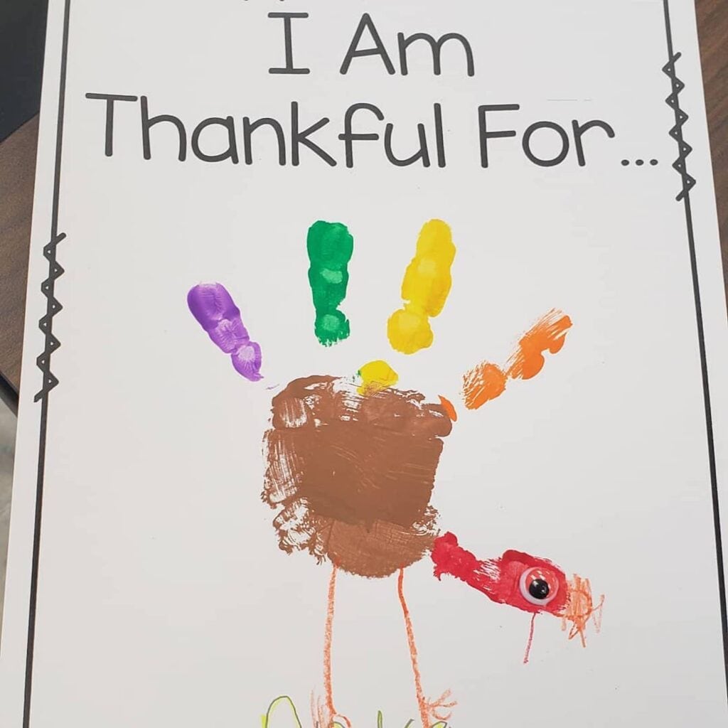 Making handprint turkeys is a fun fall activity for kids