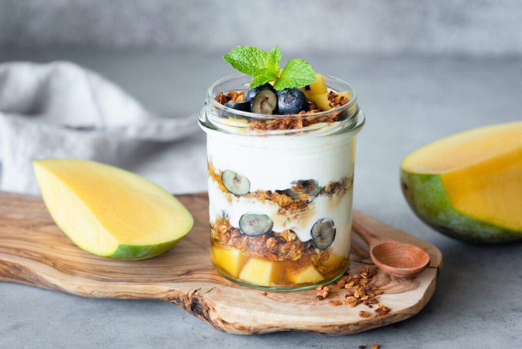 This breakfast yogurt parfait with granola is an easy breakfast kids can make themselves