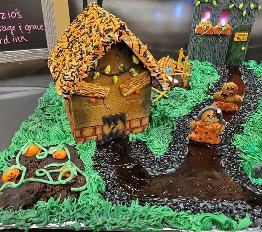 Halloween gingerbread houses are a fun holiday craft for kids.
