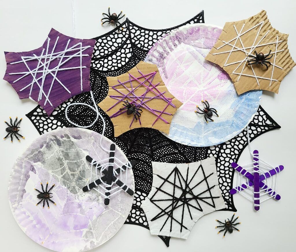 Kids will love making these easy Spiderweb crafts for Halloween