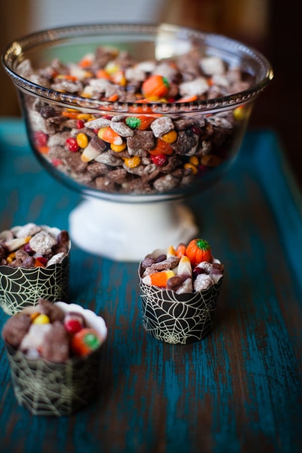 Nutella Halloween Puppy Chow is delicious Halloween party idea.