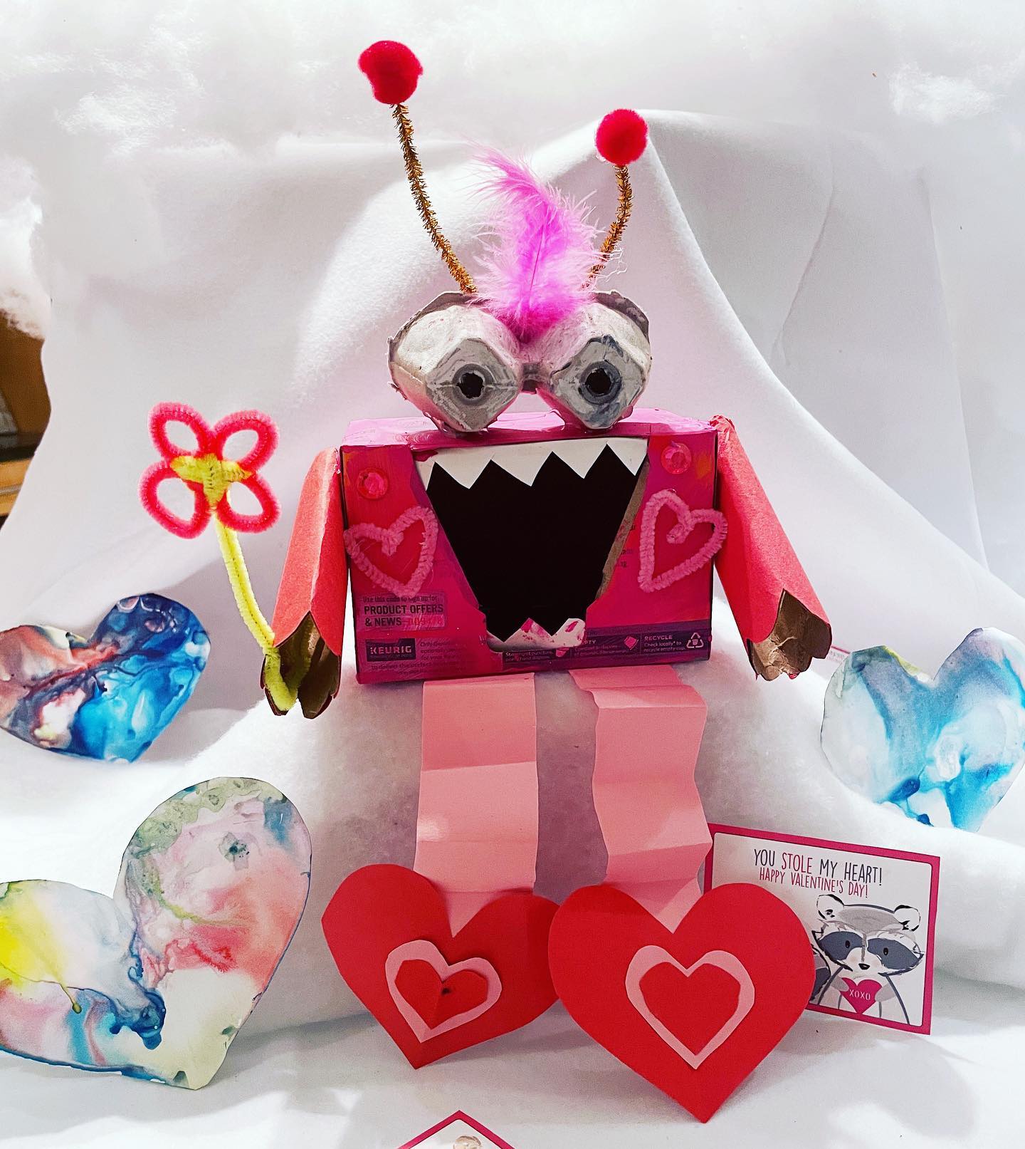 robot valentine holder