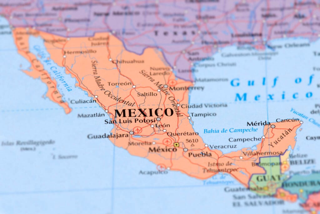 Map of Mexico showing Puebla