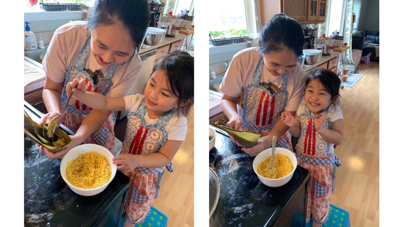 Makeing zongzi (sticky rice dumplings) is a fun way to celebrate Dragon Boat Festival