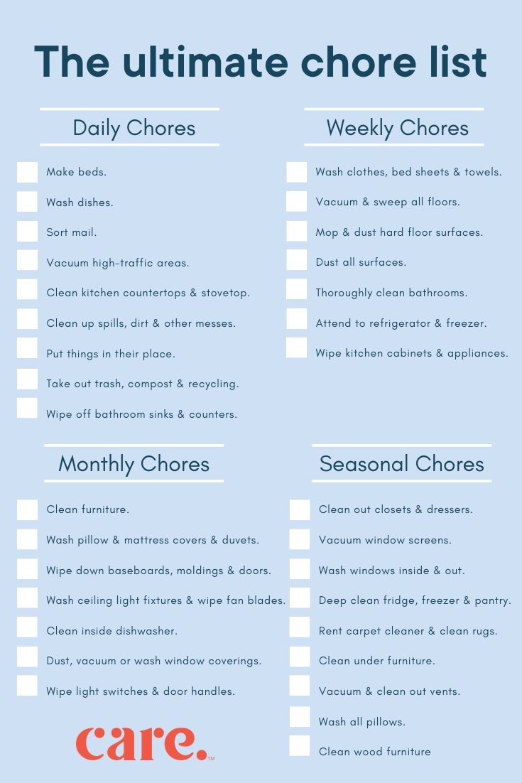 The ultimate household chores list for all the family