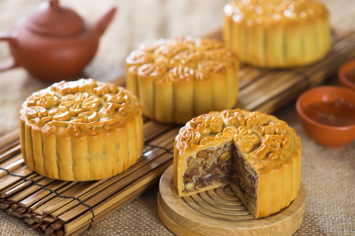 Traditional mooncakes are a Chinese mid autumn festival food 