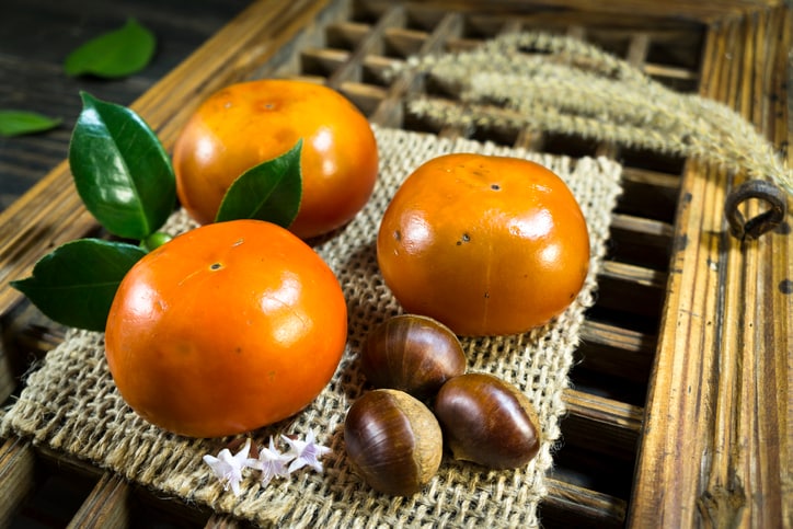 Persimmons and chestnuts are more celebrated symbolic foods in Korea for Chuseok