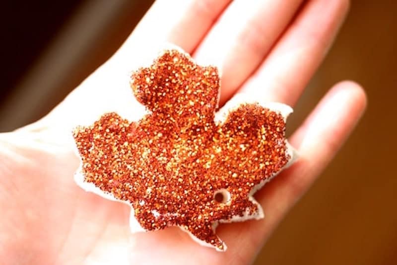 Glittered leaf ornaments