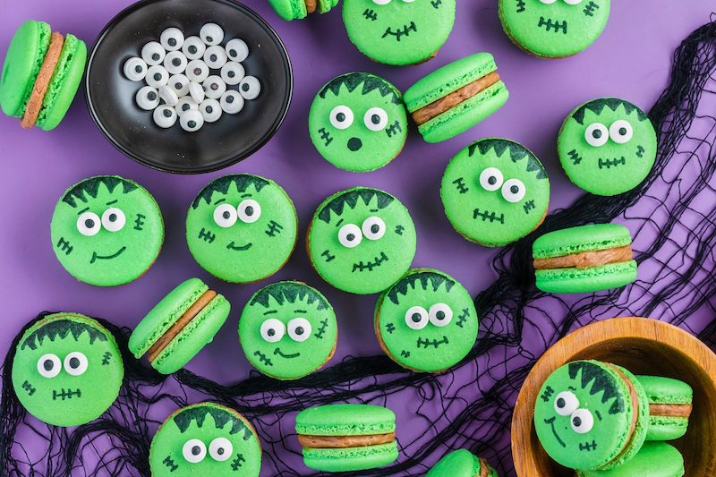 Frankenstein macarons for Halloween