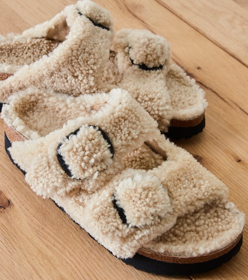 shearling birkenstock sandals