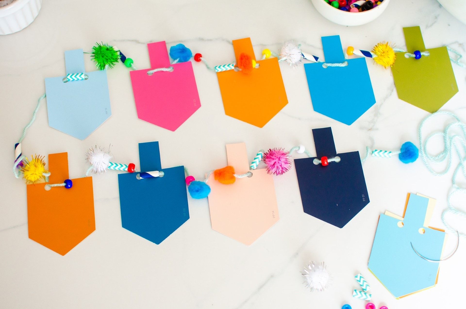 paint chip dreidel garland 