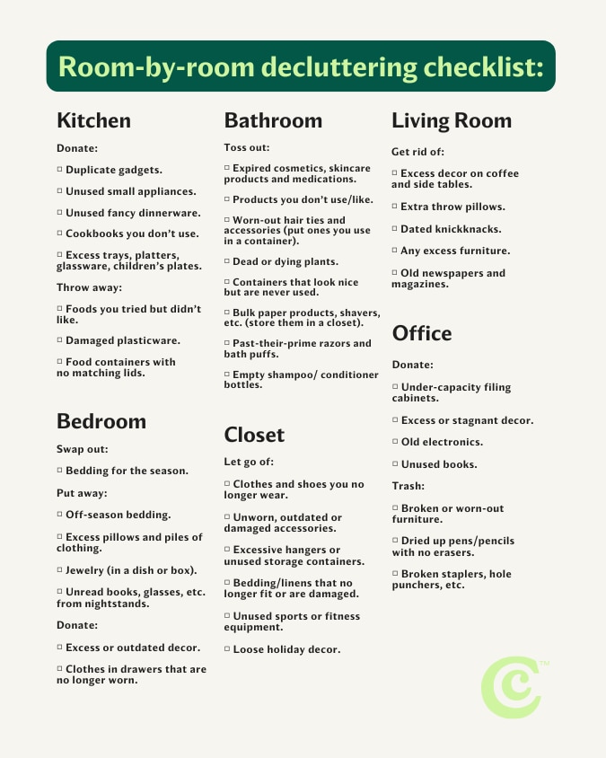 Declutter + Everyday cleaning schedule checklists