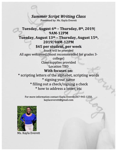 Summer Script Writing Class