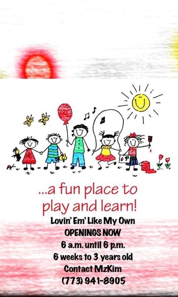 Lovin' Em' Like My Own Home Daycare Logo