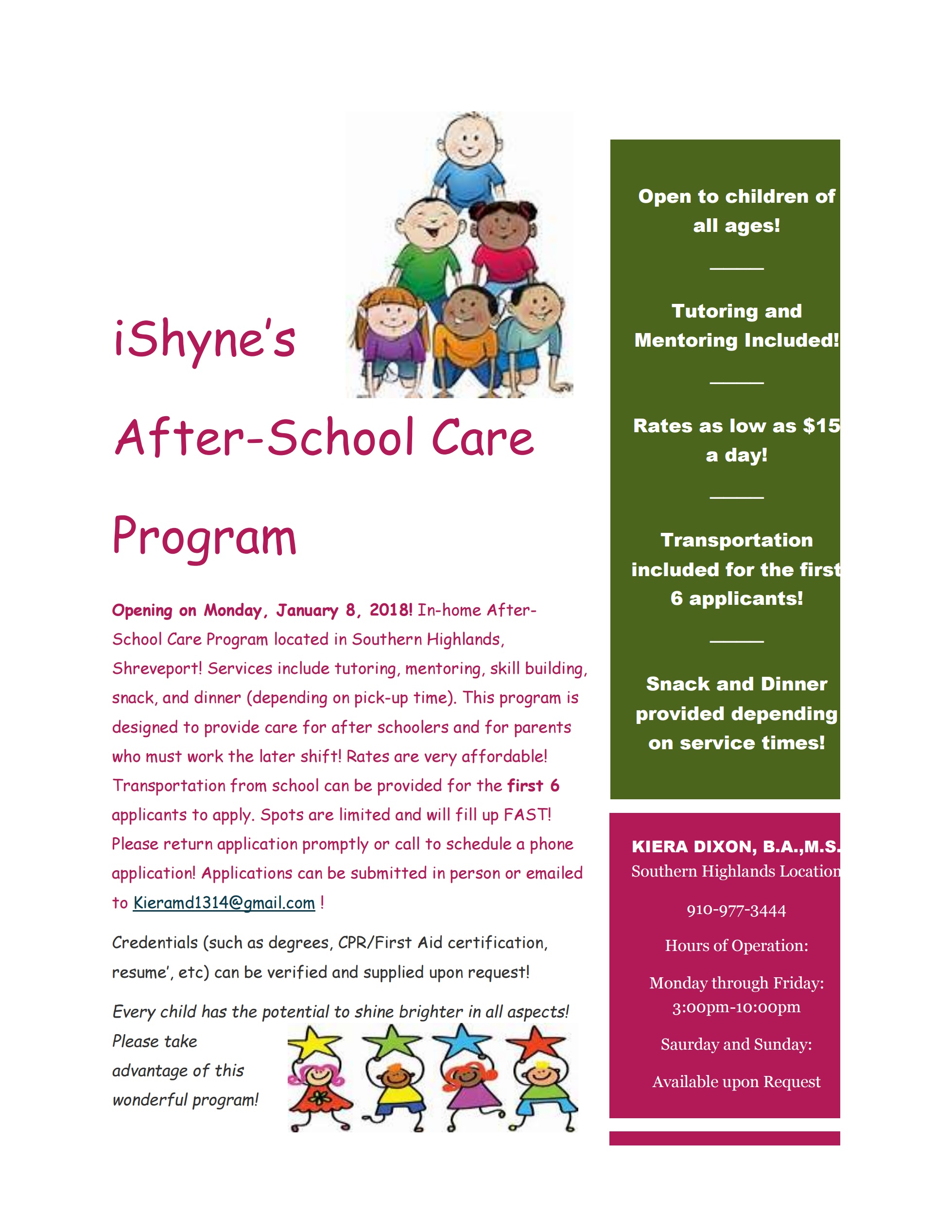 Ishyne After School Care Logo